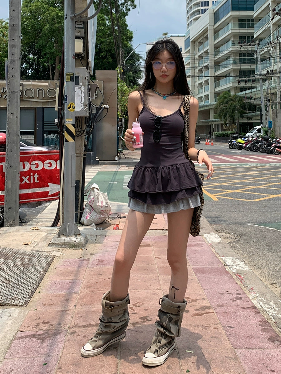 Mooreyu Belt Buckle Graffiti Pants Pile Boots