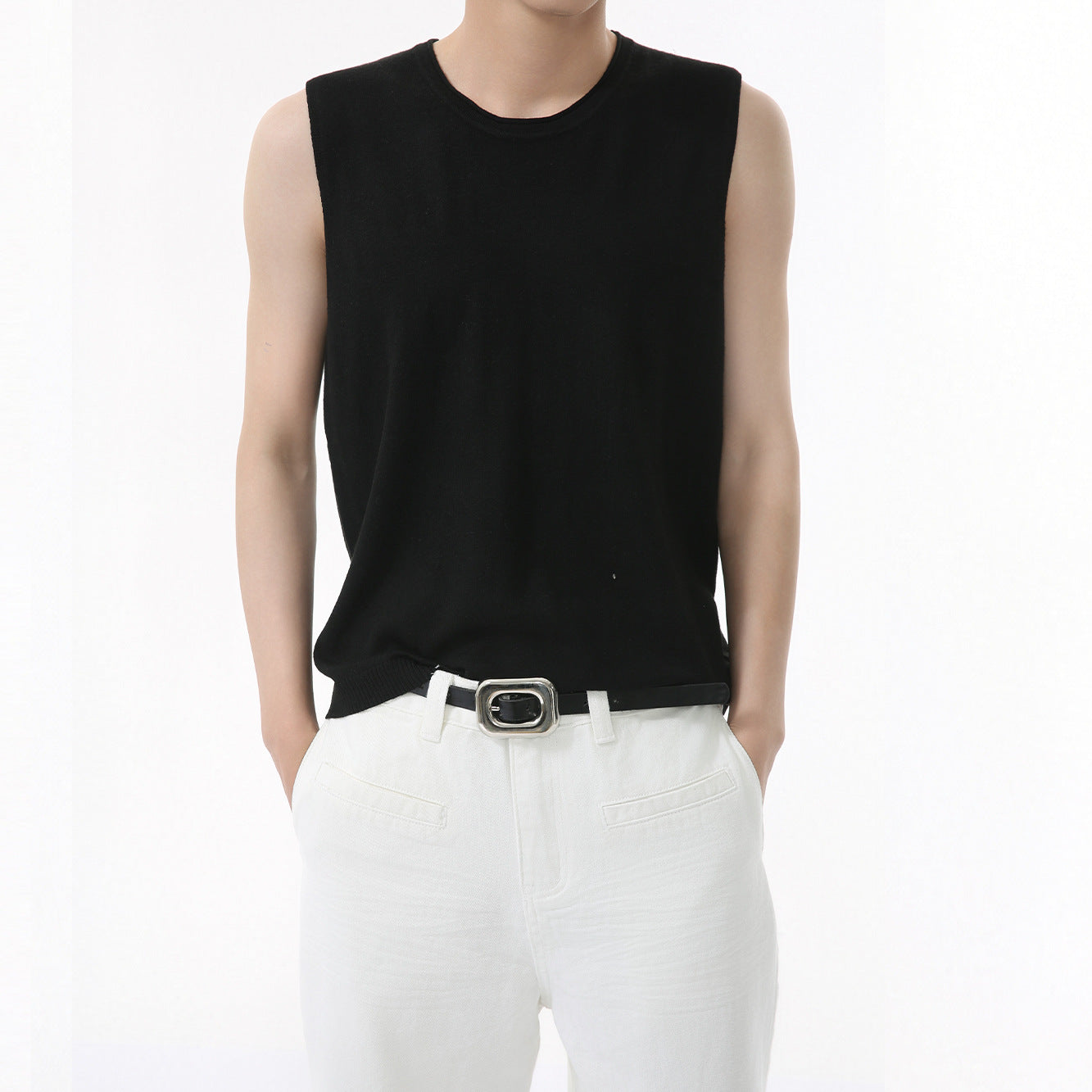 MTLCLOTHES Korean Round Neck Loose Sleeveless Knitted Vest