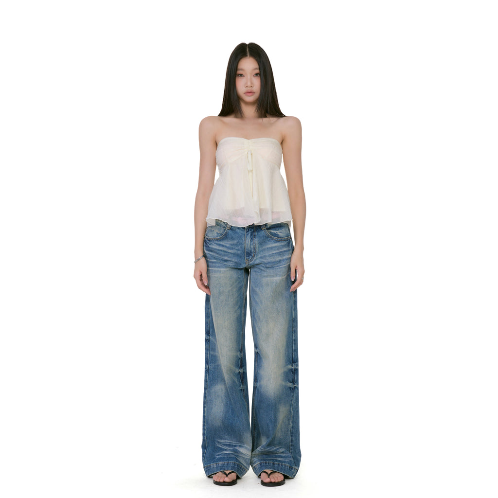 WITHMIN Low-rise Slim Retro Narrow Straight-leg Pants