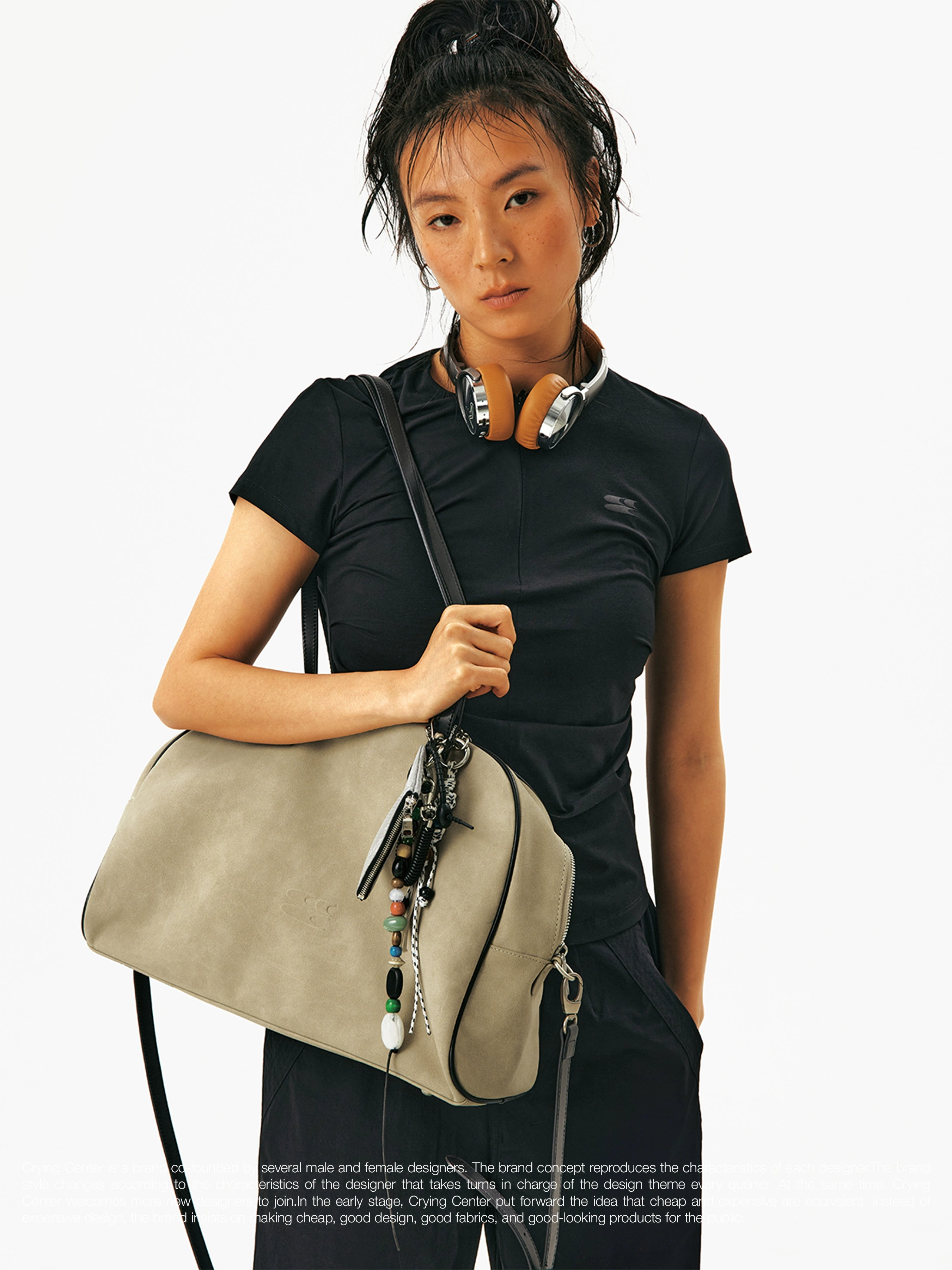 CryingCenter Fleece Contrasting Color Splicing Capacity Shoulder Large Bag Messenger Bag