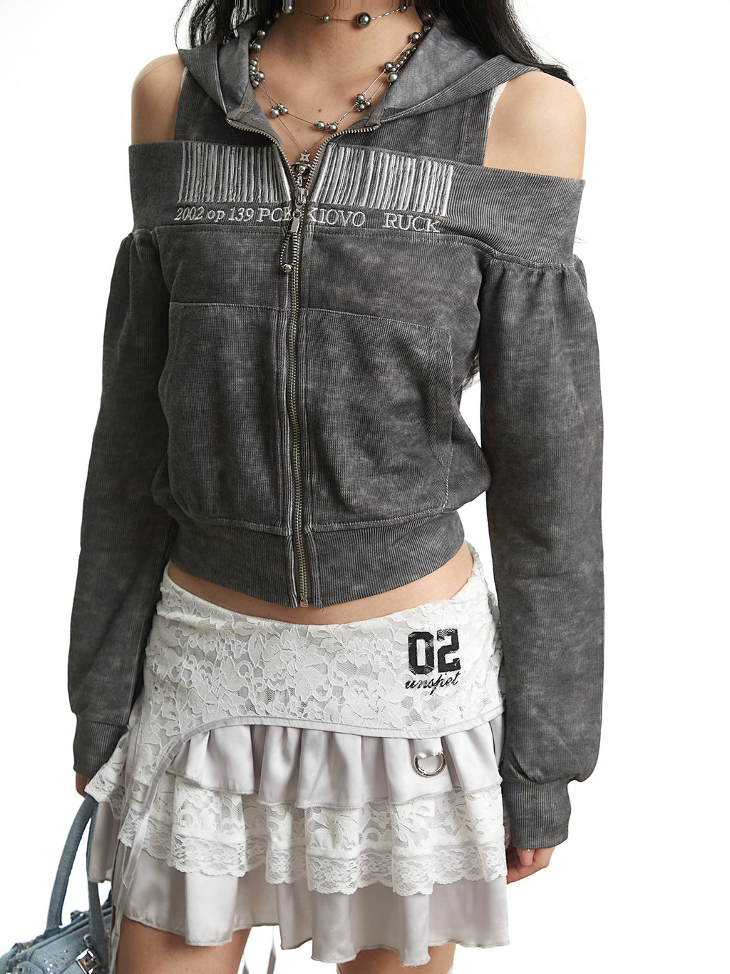 UNCMHISEX Off-Shoulder Short Hooded Sweater