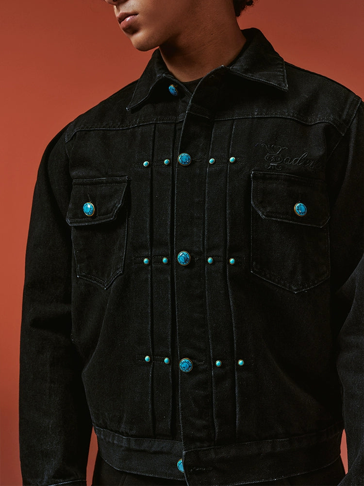 YADcrew turquoise Stones Denim Jacket