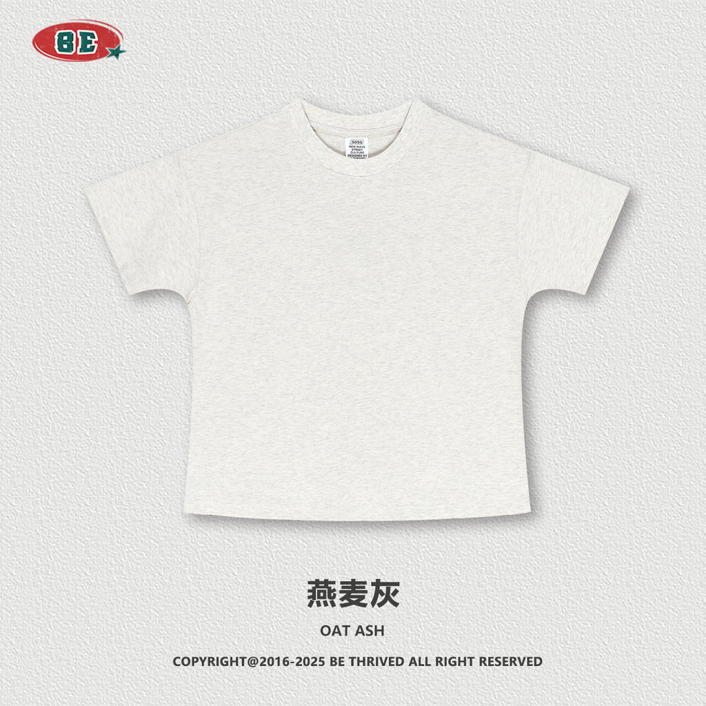 BE Women's Pure Cotton Solid Color 305G Casual Sports Slim Fit T-Shirt