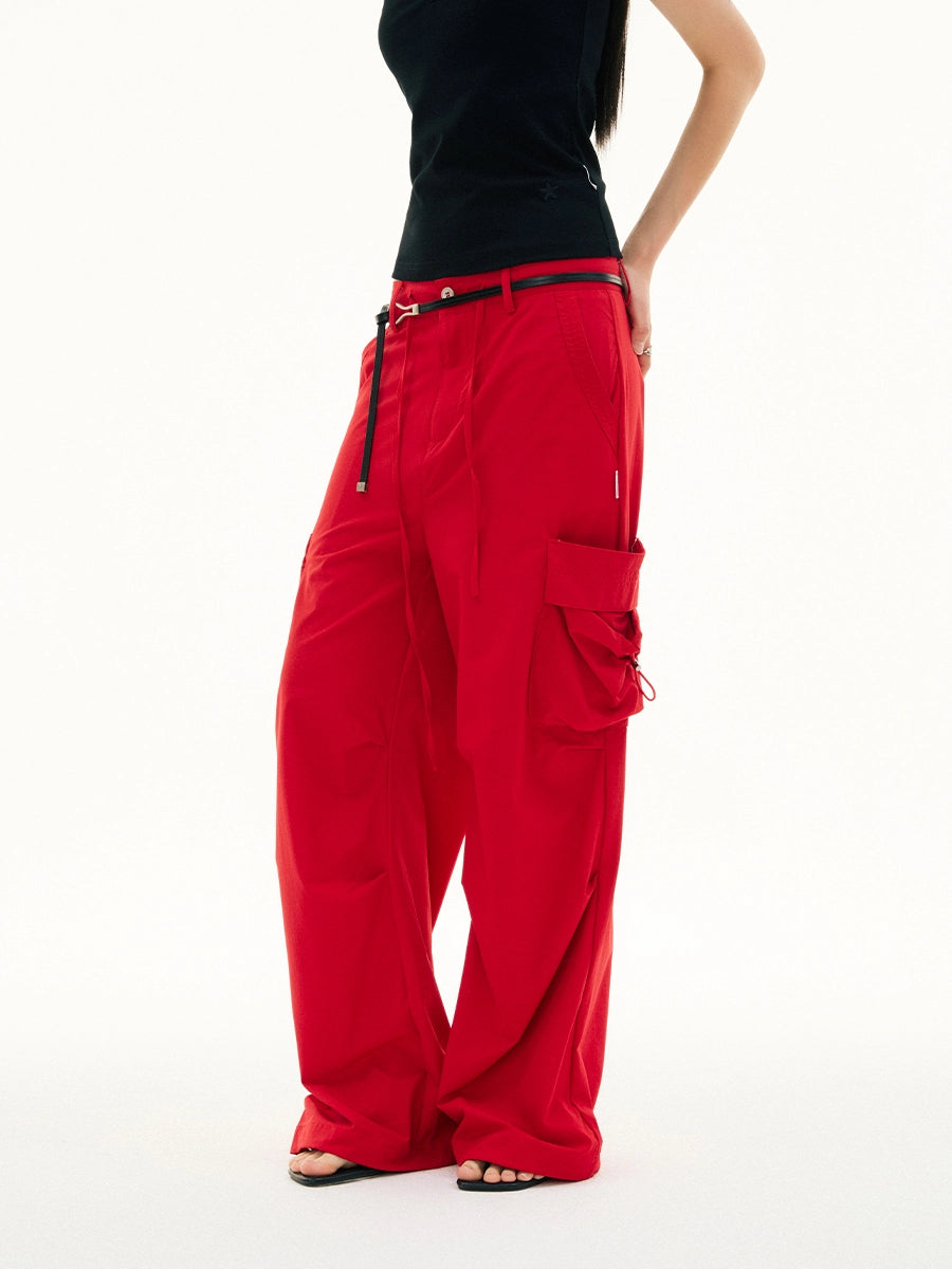 FUNKYFUN Double-sided Large Pocket Tooling Straight Casual Pants