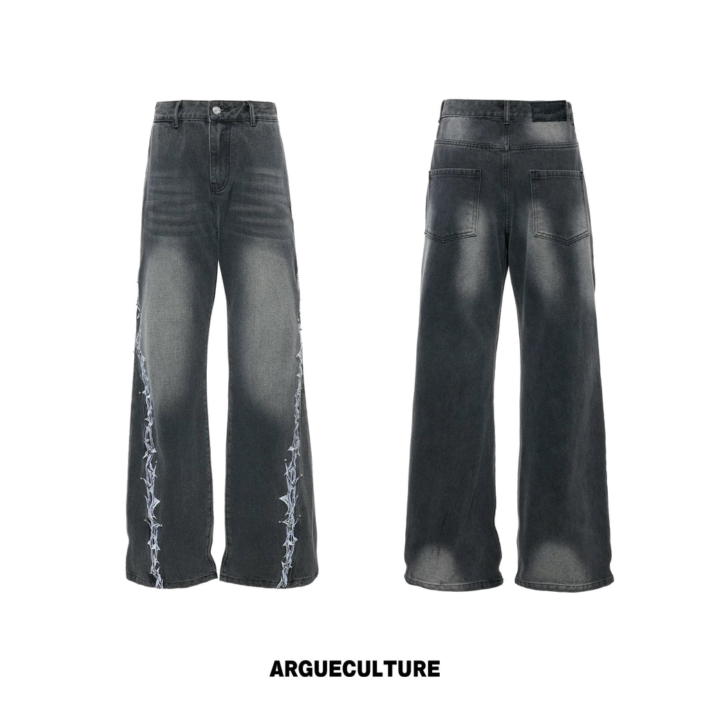 ArguECulturE Embroidered Straight-leg Loose Jeans