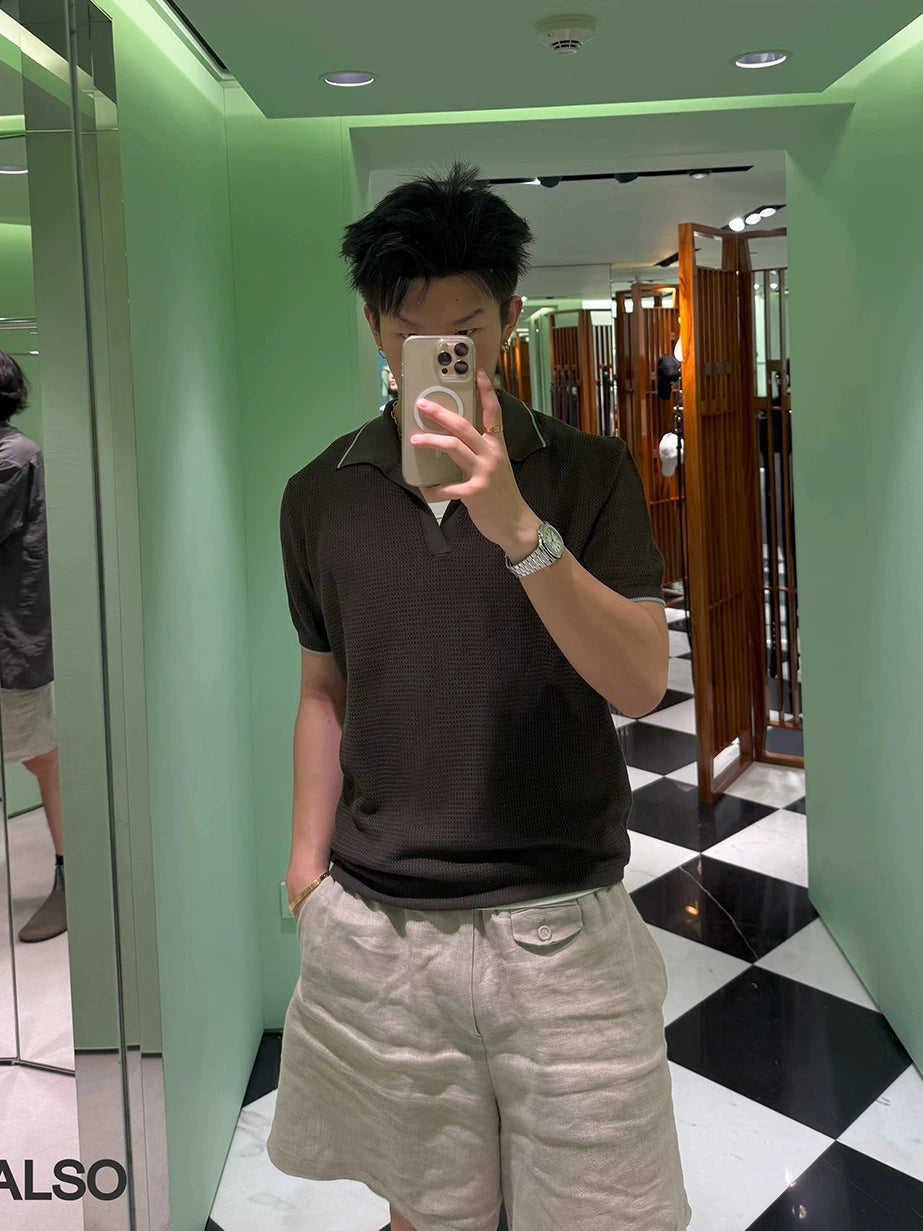 SEE ALSO Soft Waxy Lapel Short-sleeved Knitted Sweater