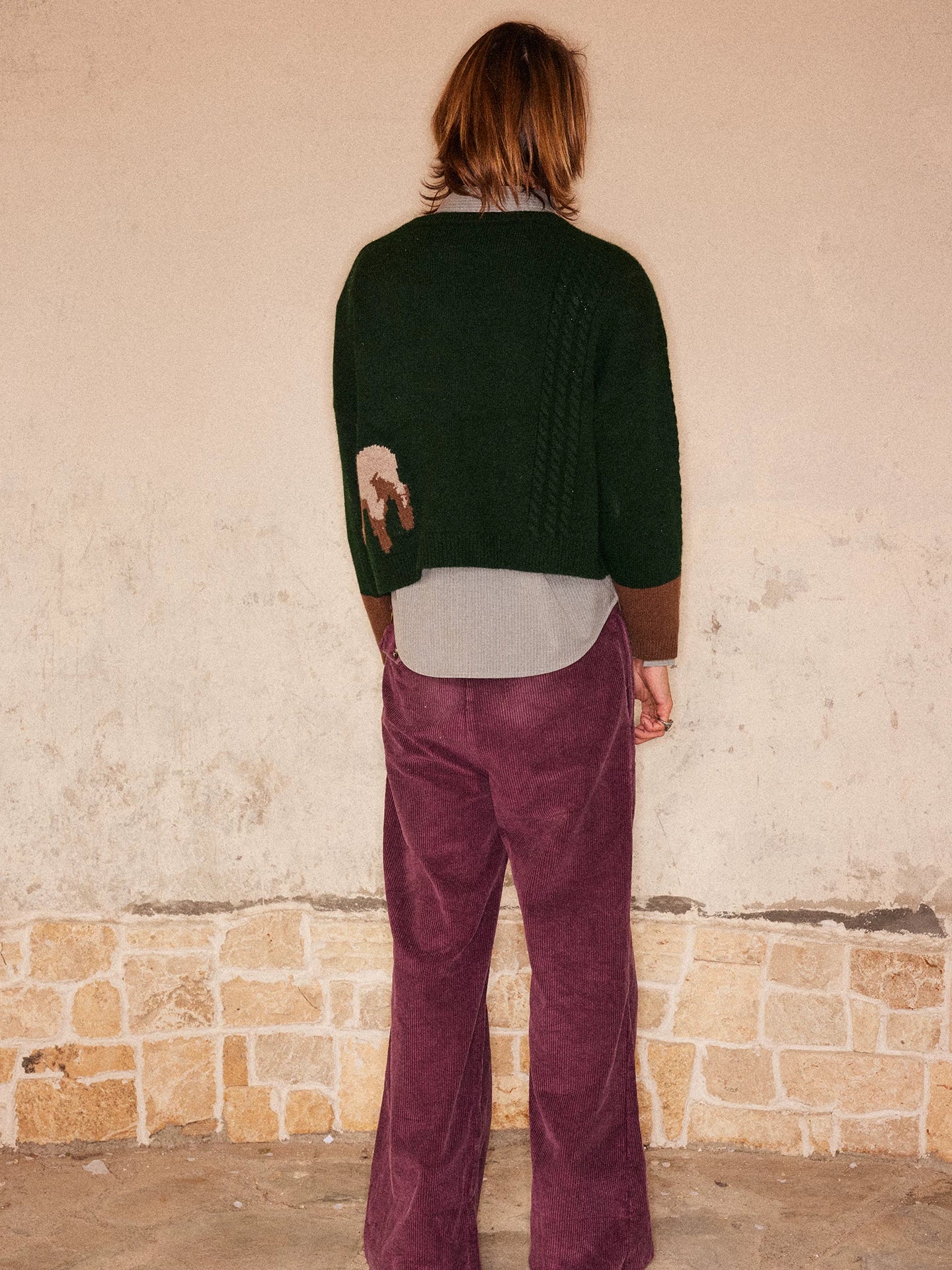 RICHILL Forest Green One-Piece Sheep Print Crew Neck Sweater