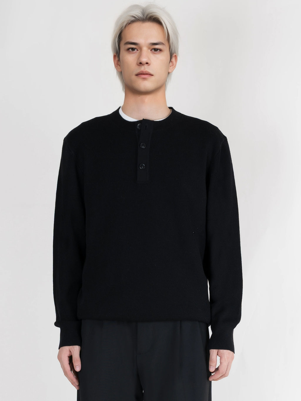 PERDU Henry Neck Casual Knitted Sweater