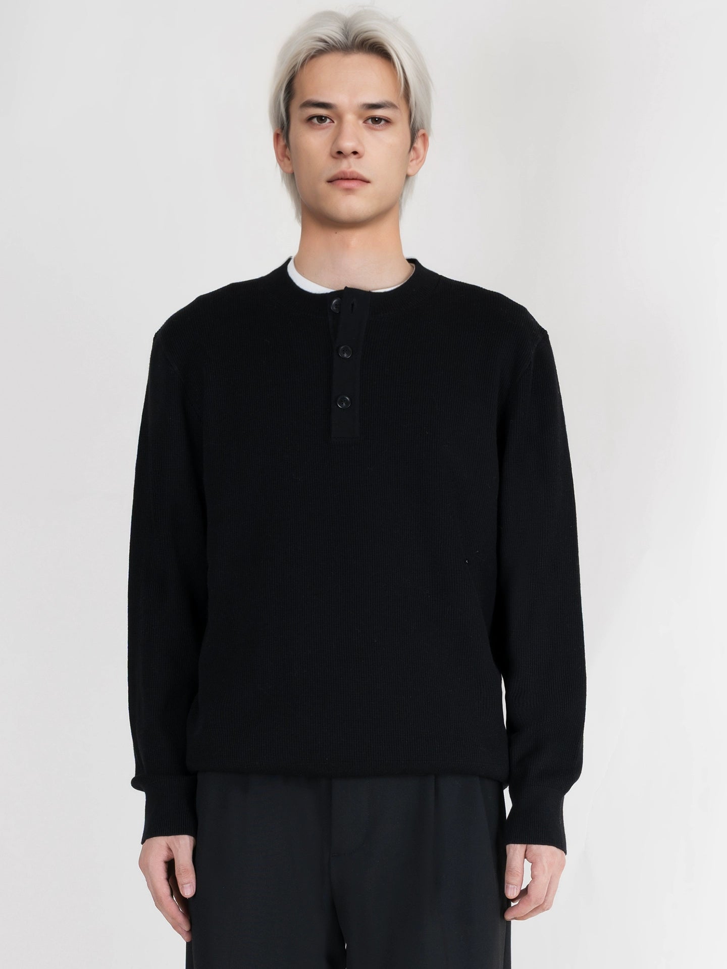 PERDU Henry Neck Casual Knitted Sweater