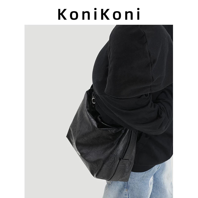 KoniKoni Leather Crossbody Tote Bag