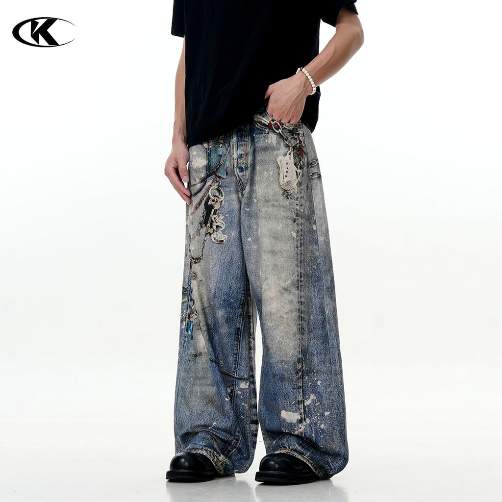 11KN CHAIN printed jeans