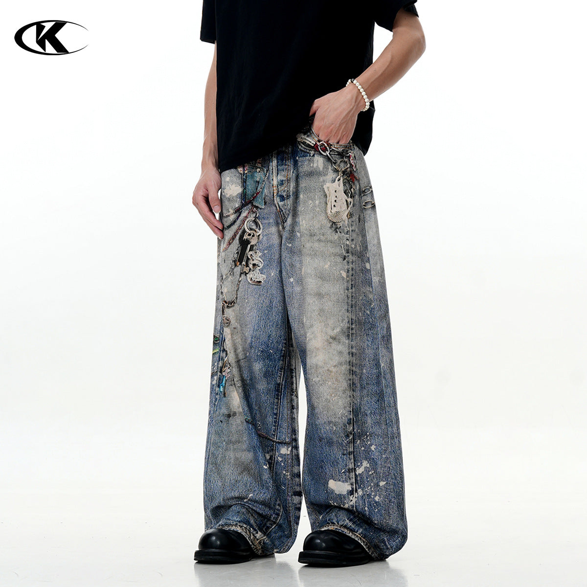 11KN CHAIN printed jeans
