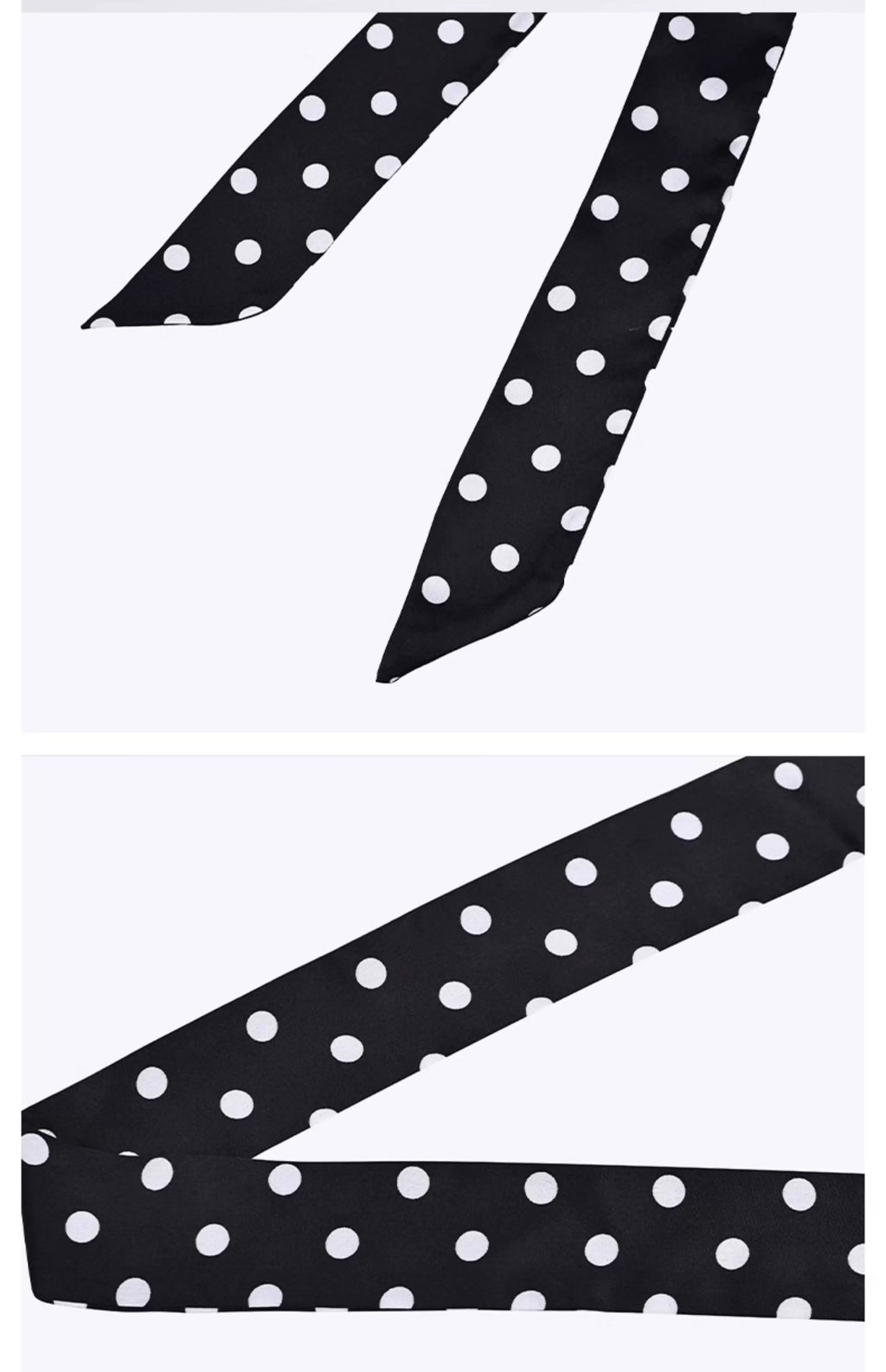 YORSOY Retro Polka Dot Thin and Narrow Silk Scarf