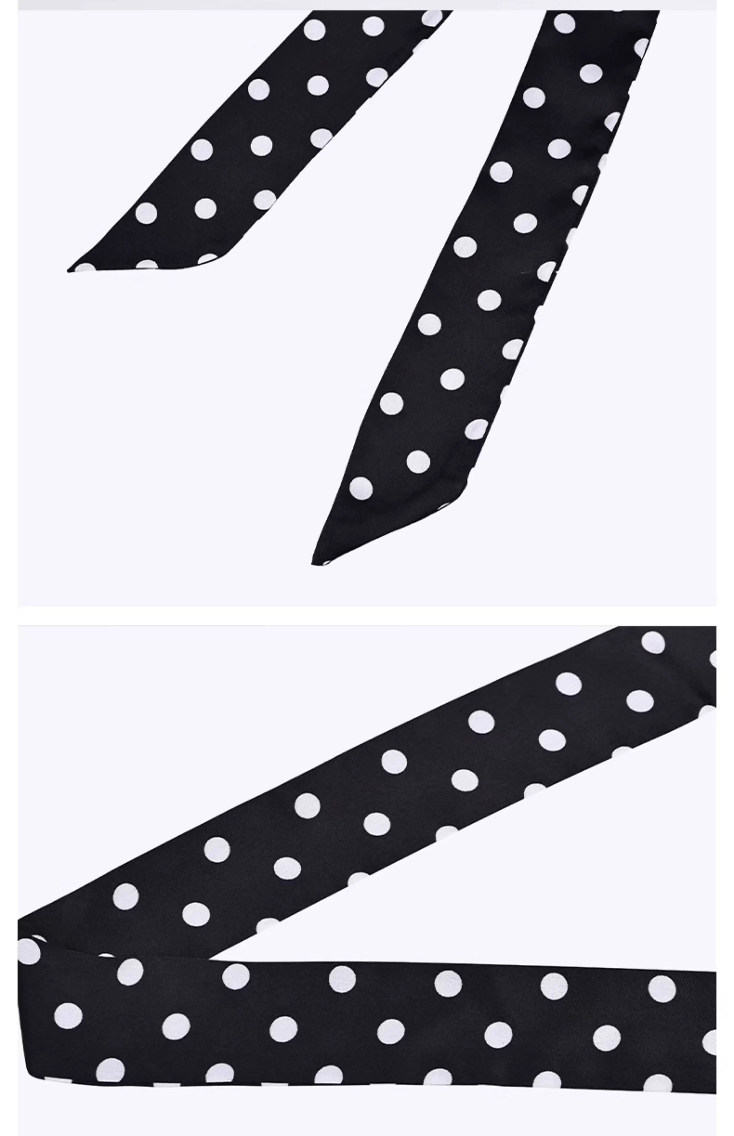 YORSOY Retro Polka Dot Thin and Narrow Silk Scarf