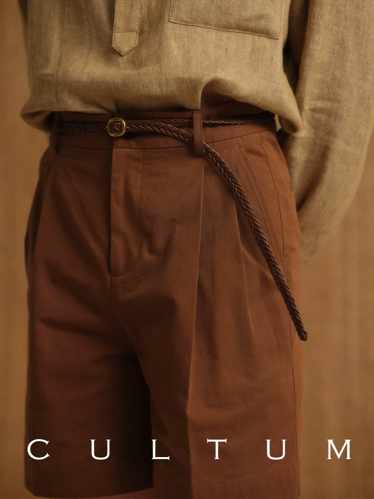 CULTUM Double Pleated Straight Casual Shorts