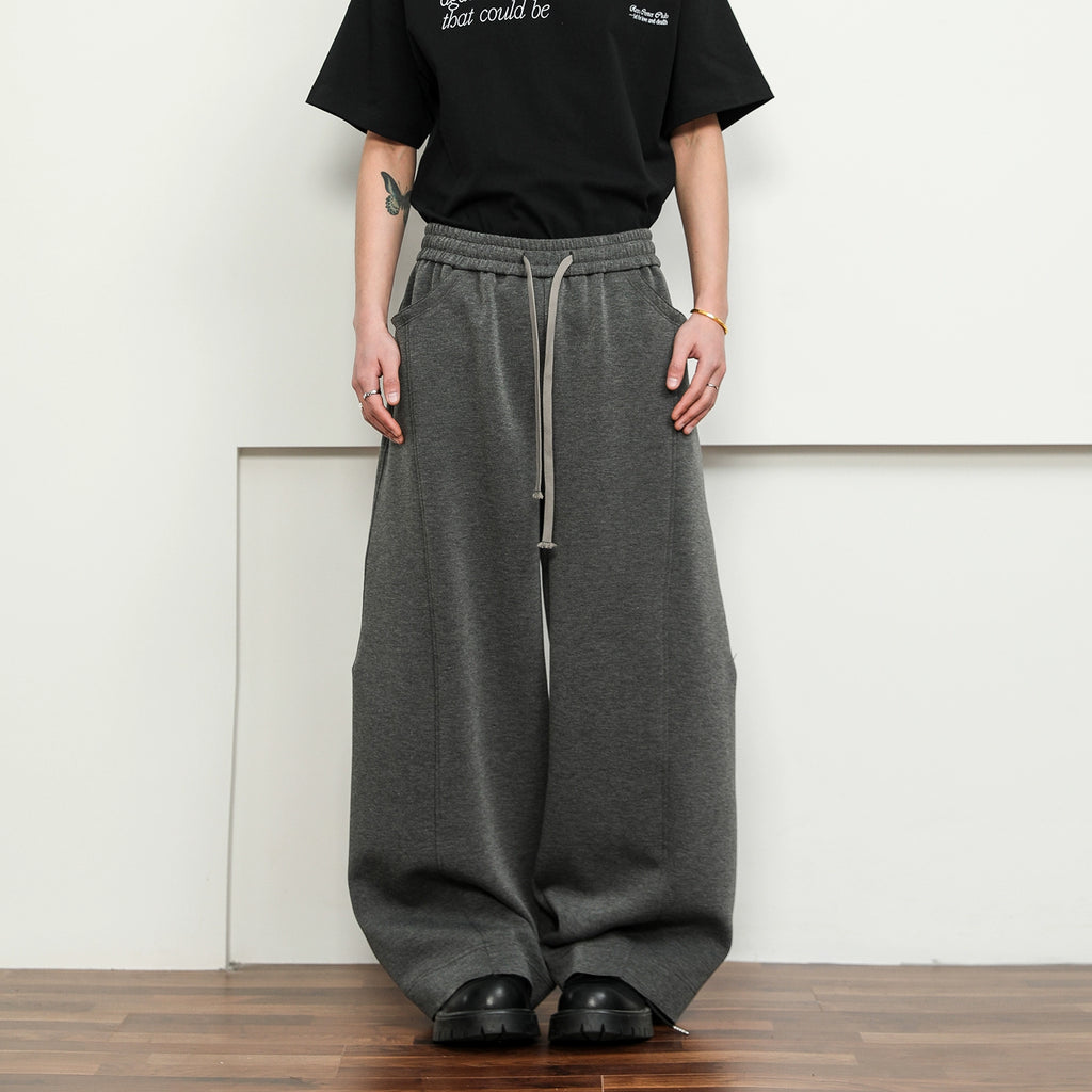 FLYOFF Deconstruction Cut Wide Leg Premium Grey Sweatpants