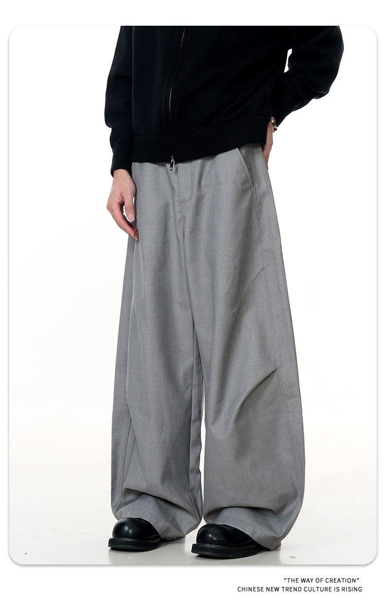 11KN Vintage Pleated Loose Straight Wide Leg Casual Pants