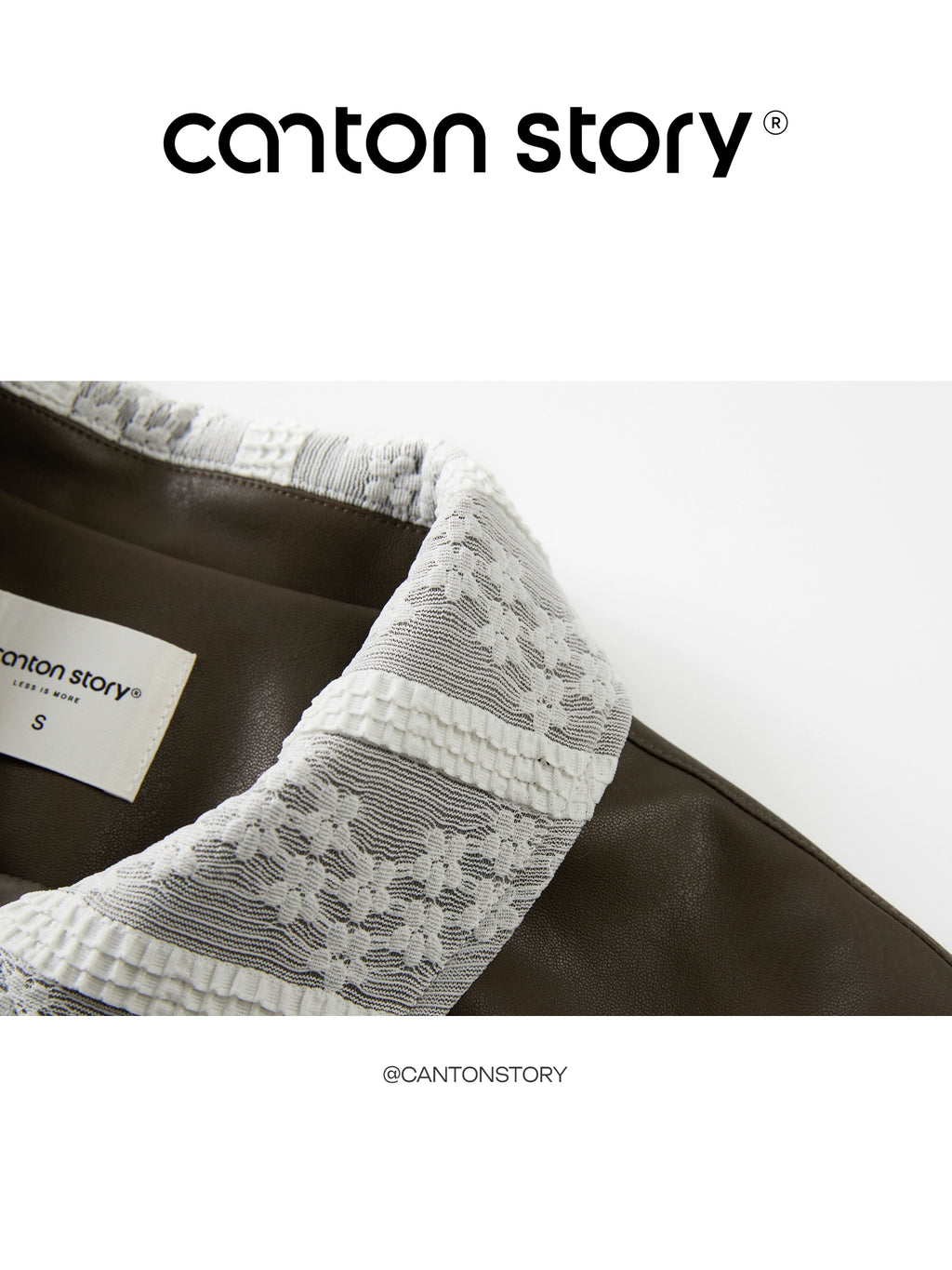 Cantonstory Vintage Lace Lapel Leather Jacket