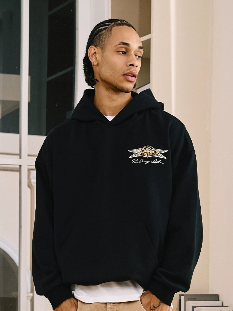 Remedy Embroidered Loose Hooded Sweater