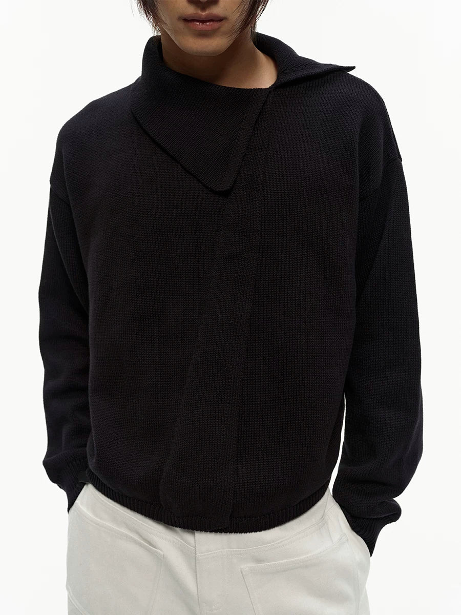 JCAESAR Casual Warm Diagonal Neck Sweater