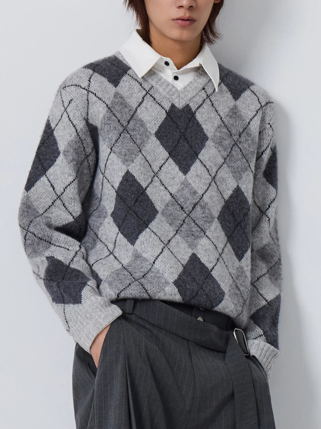 4JUNKS Rhombus Fake Two-piece * Knitted Sweater