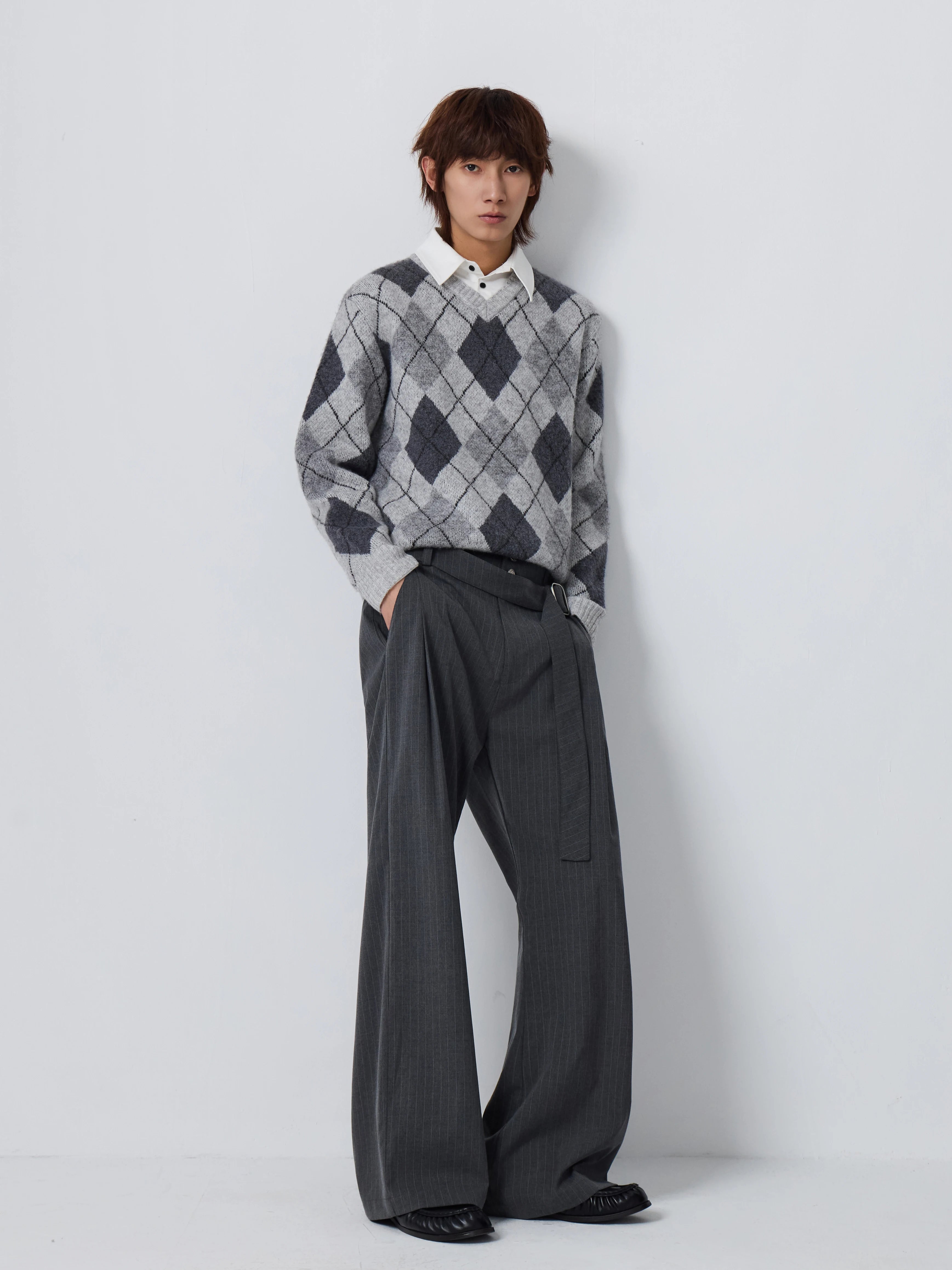 4JUNKS Rhombus Fake Two-piece * Knitted Sweater