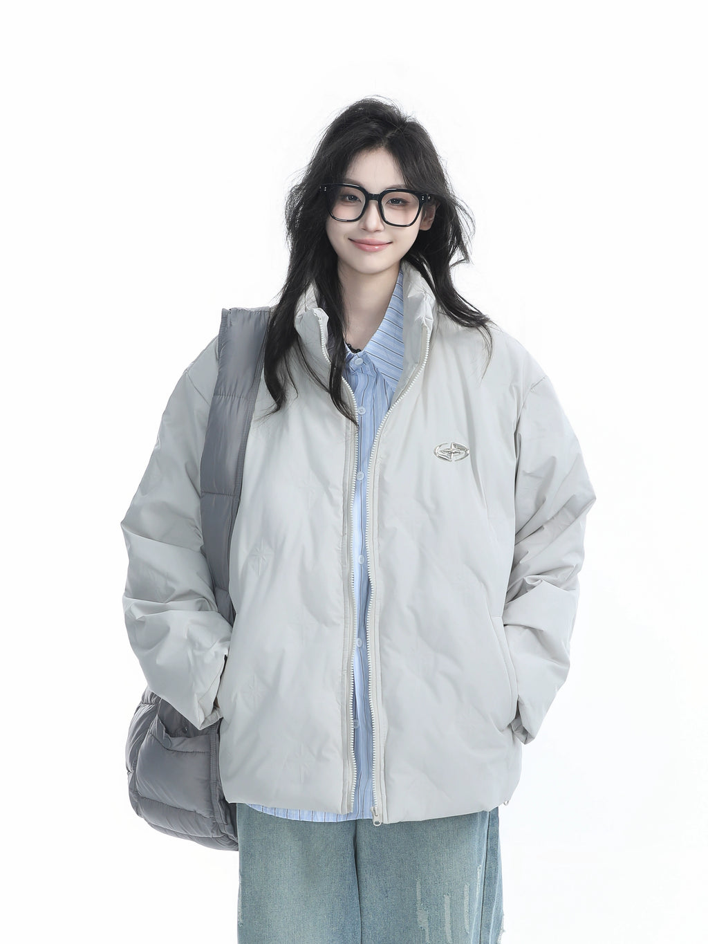 Zuocisankon Neutral Wind Stand-up Collar Thickened Cold-proof Jacket