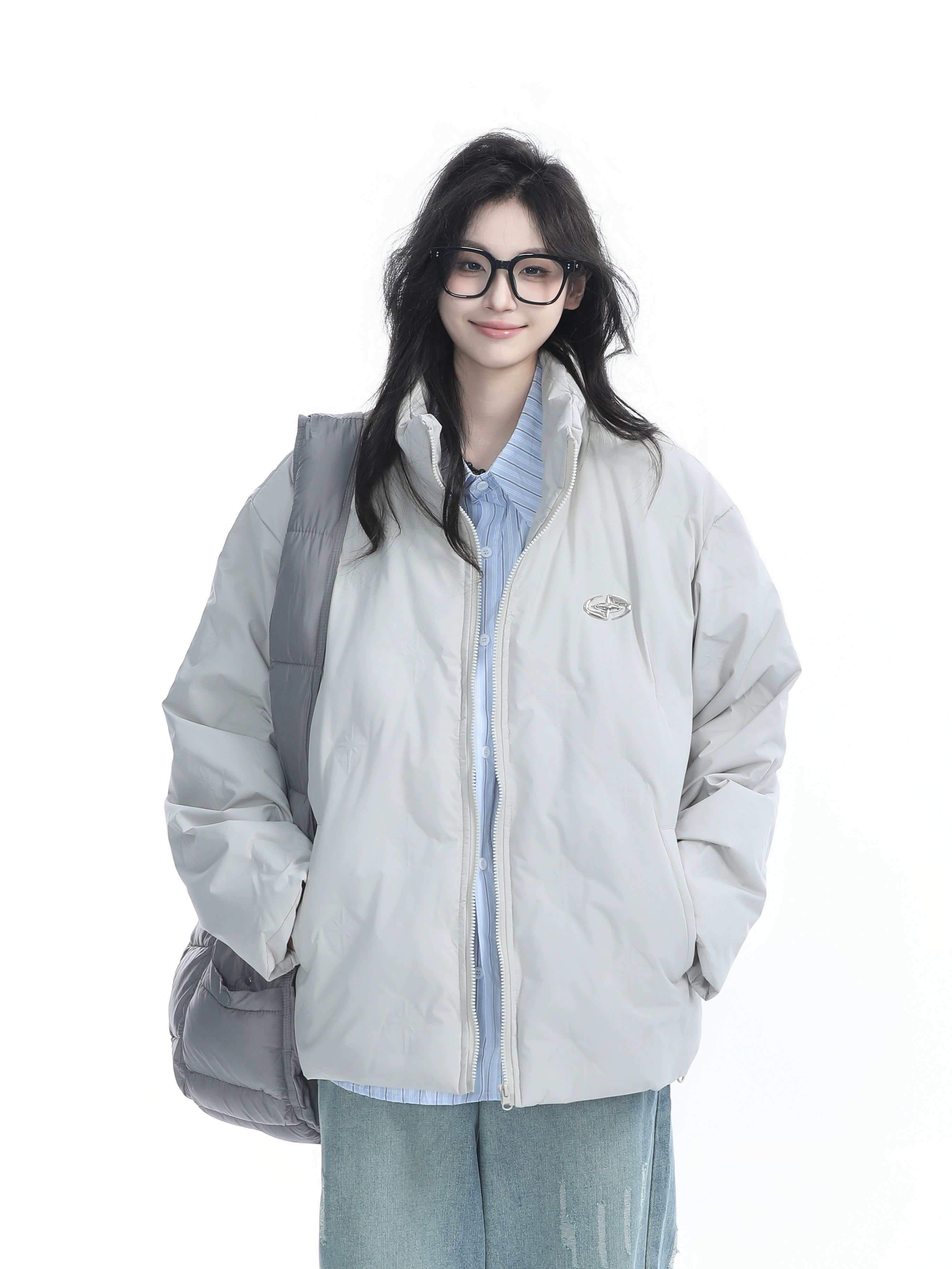 Zuocisankon Neutral Wind Stand-up Collar Thickened Cold-proof Jacket