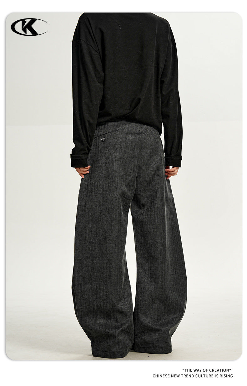 11KN Double Pleats A-Line Curved Leg Trousers