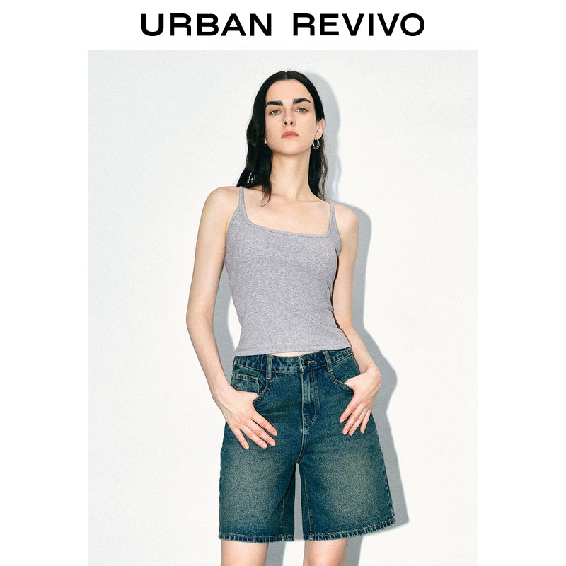 URBAN REVIVO Casual Versatile Slim Square Neck Vest