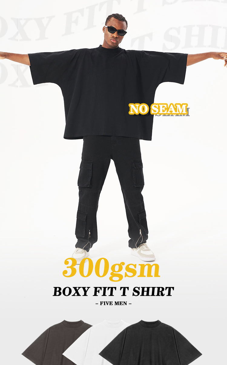 Five mens heavy loose BOXY NO SEAM cotton Tee