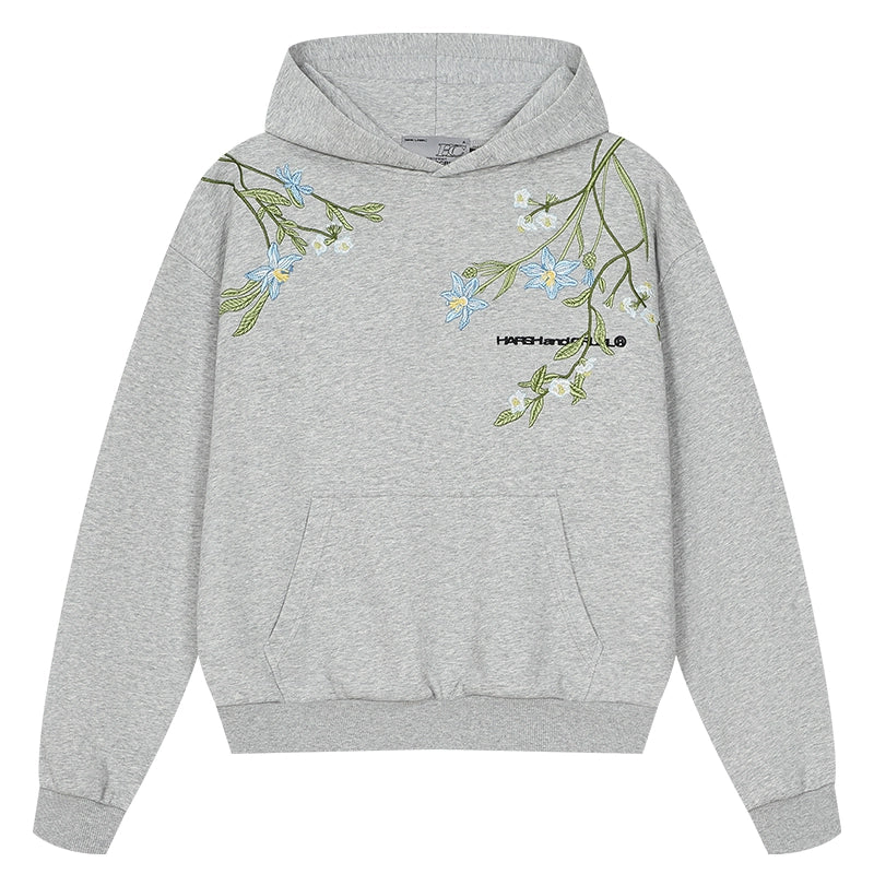 HACR Violet Flower Embroidered Hooded Sweater