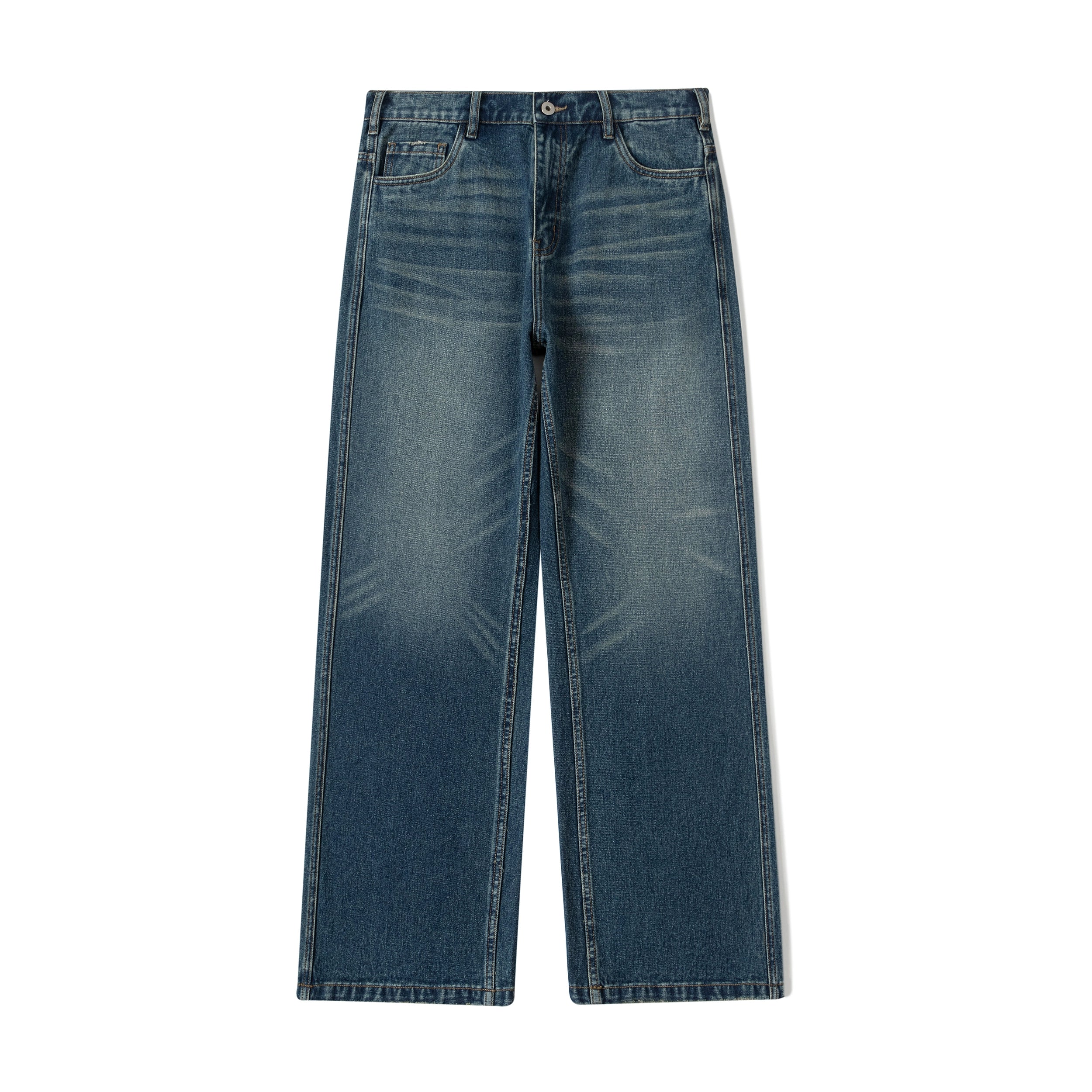 DIMC Washed Old Casual Straight Jeans