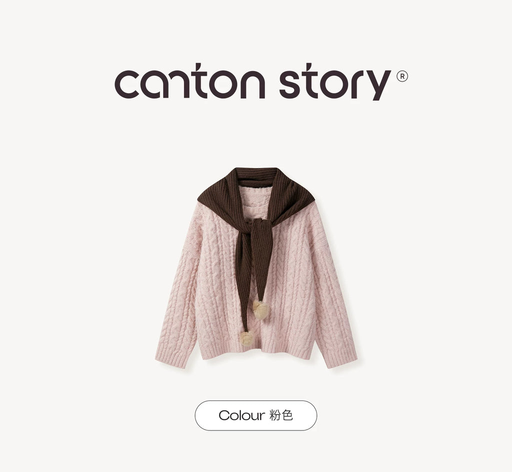 Cantonstory Lazy Crew Neck Knitted Sweater