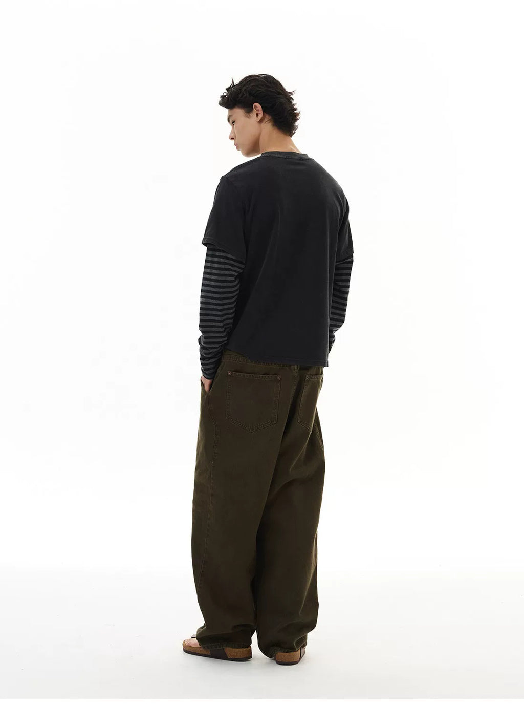 WLNEXT Fake Two-piece Striped Casual Long Sleeve