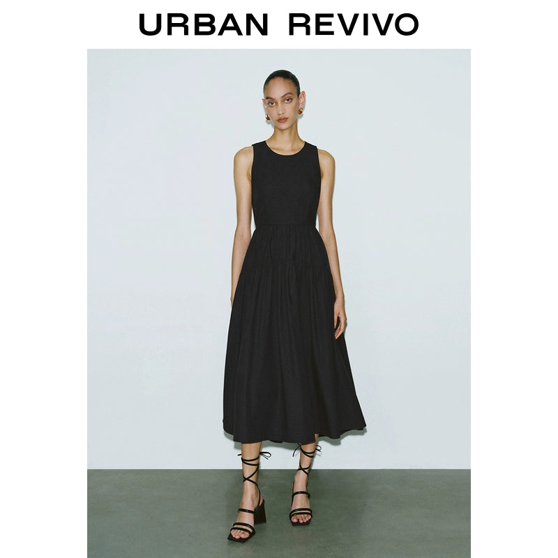 URBAN REVIVO French Back Hollow Lace-Up Sleeveless Dress