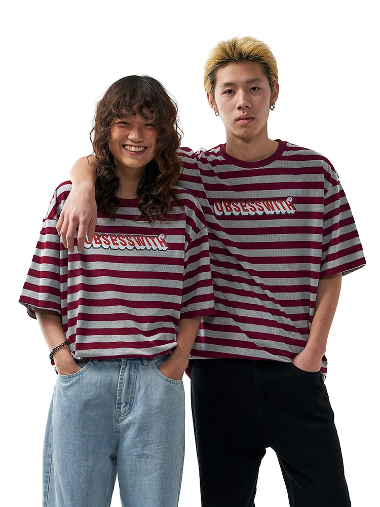 OBSESSWITH Striped Short Sleeve Tee