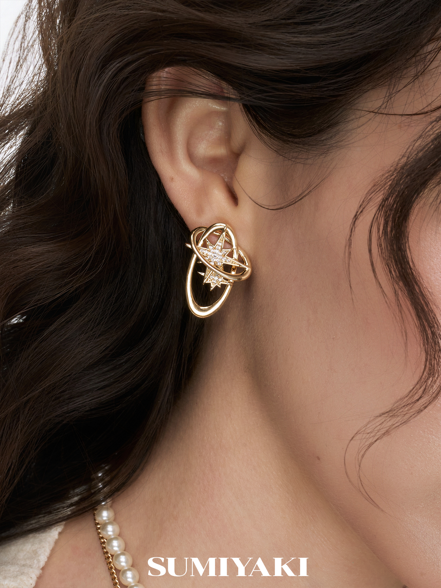 SUMIYAKI Premium Feeling Full Diamond Stud Earrings