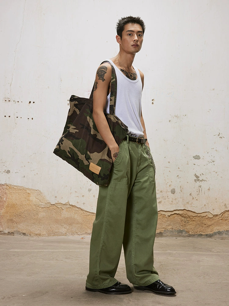 Madeinerror Vintage Camouflage Large Capacity Shoulder Portable Tote Bag