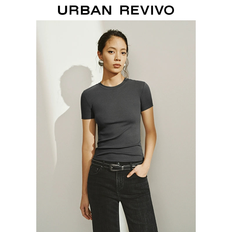 URBAN REVIVO Basic Casual Versatile Slim Tee