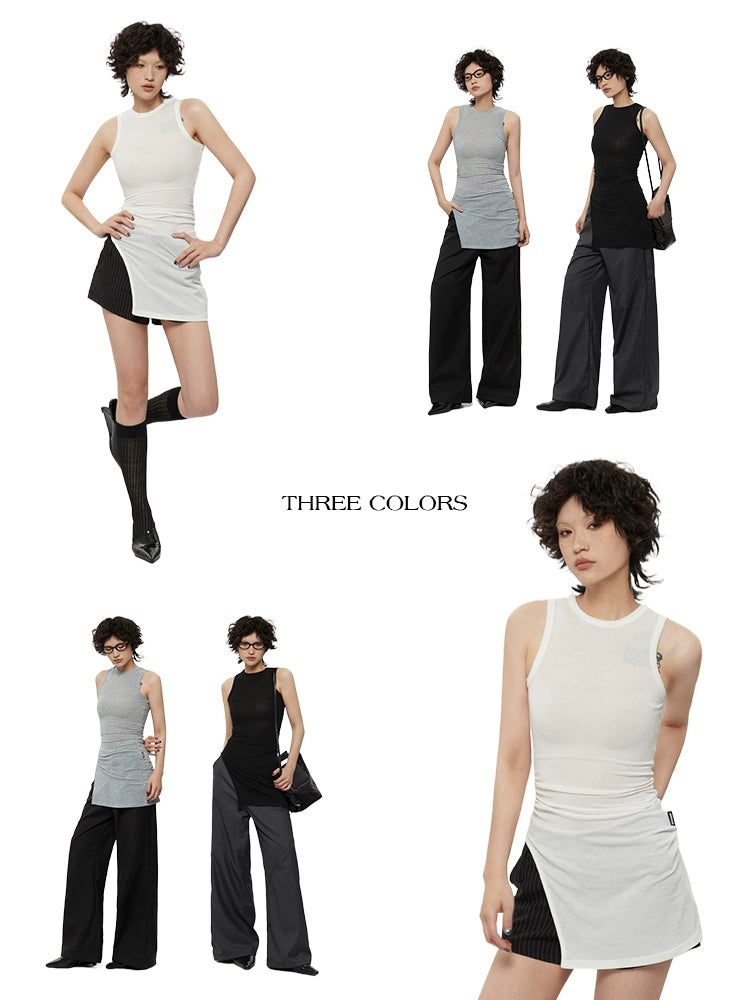 AIRHOOD Slim-fit Irregular Sleeveless Vest