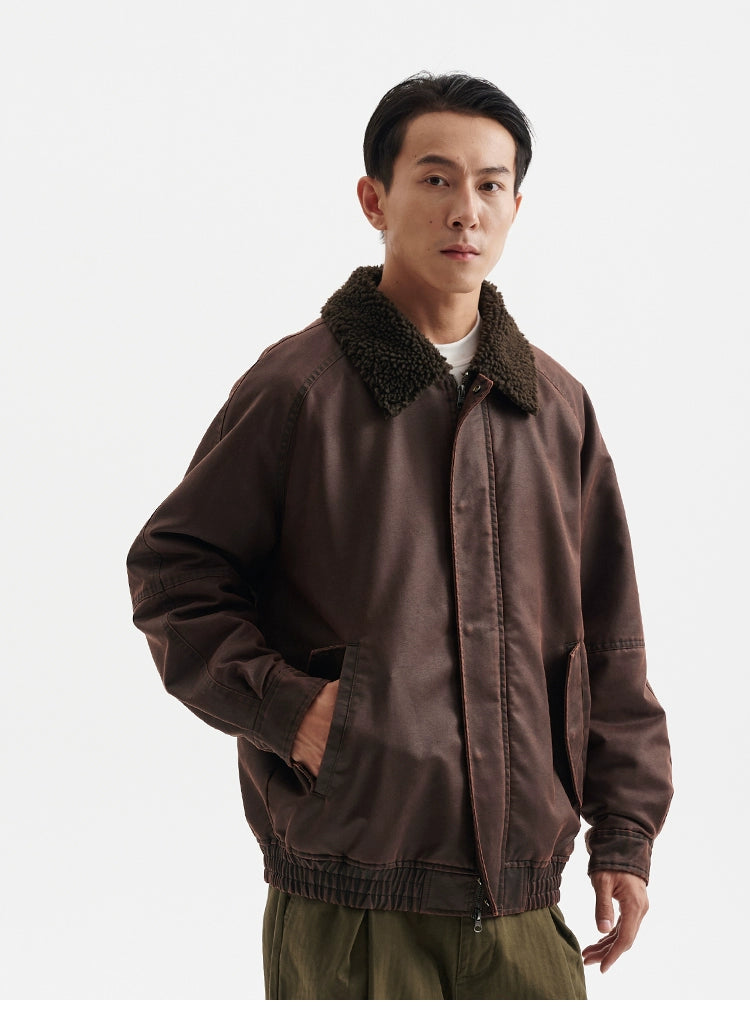 BUTTBILL Vintage Loose Imitation Cashmere Collar Jacket