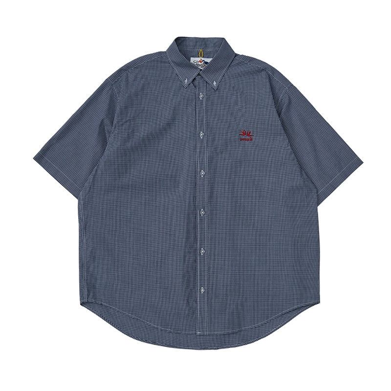 Battles Double Bird Embroidered Vintage Checked Short Sleeve Shirt