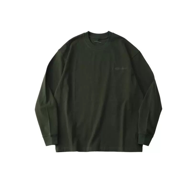 LIVINGTOWN Basic Casual Loose Small Neckline Embroidery Long Sleeve