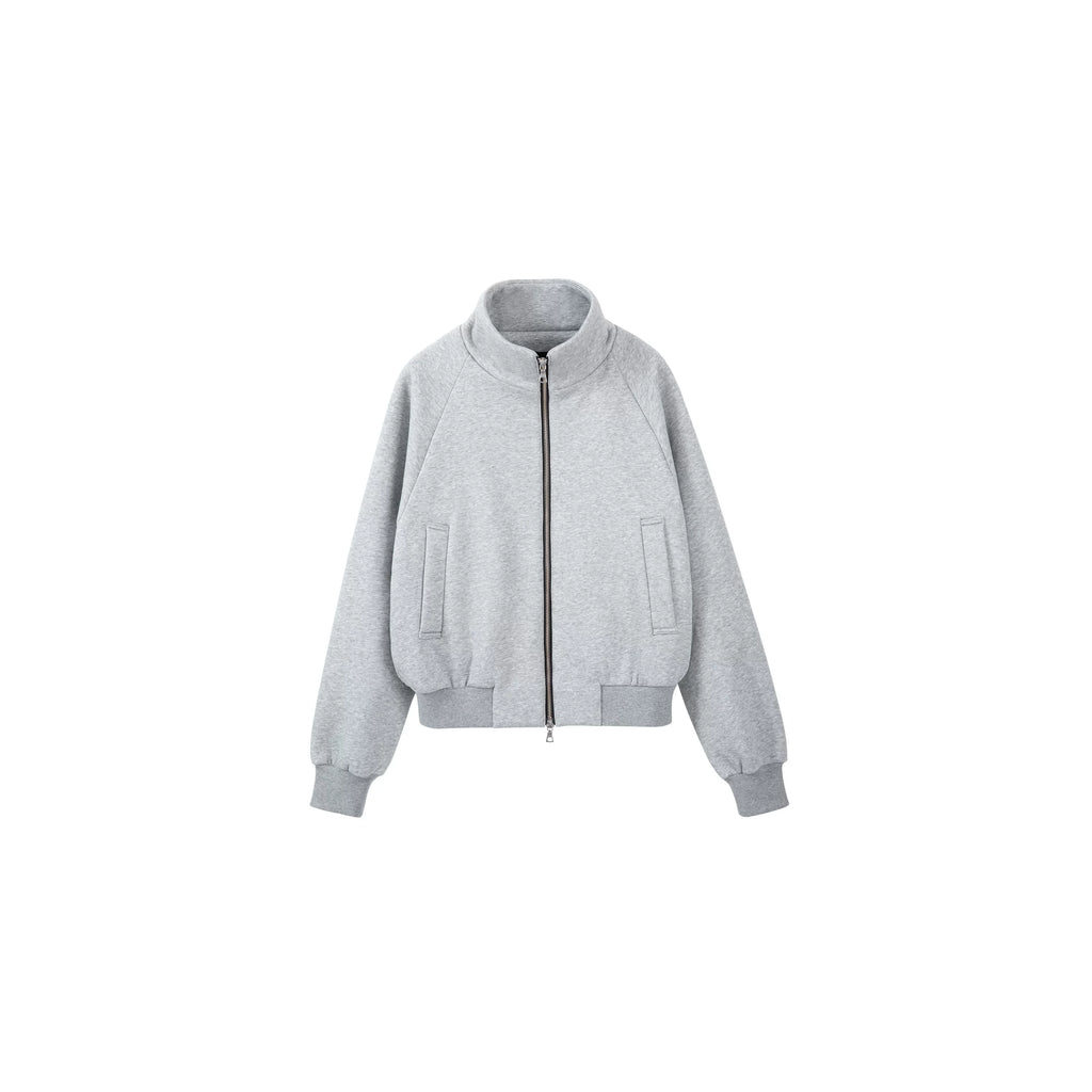 PLUS NO LOGO Fleece Stand-up Collar Jacket Zipper Jacket