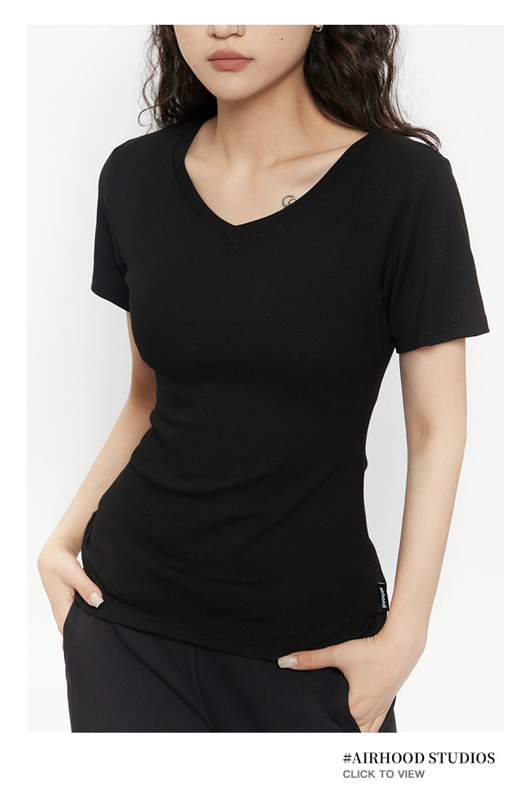 AIRHOOD V Neck Slim and Thin Versatile Tee