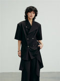 SUNYVONNE Vintage Double-breasted Blazer