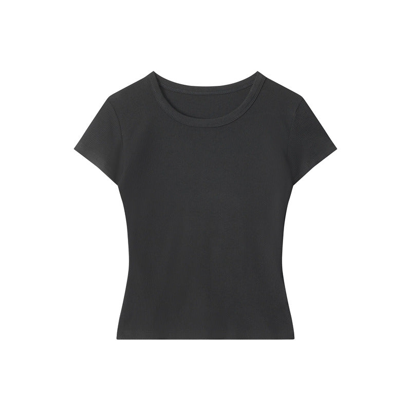 Nariele Shoulder Crew Neck Skinny Versatile Tee