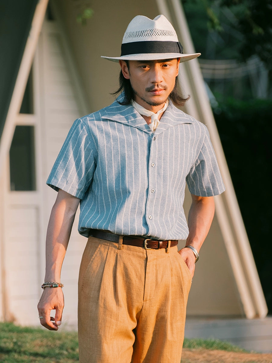 SOARIN Neapolitan Striped Short-sleeved Shirt