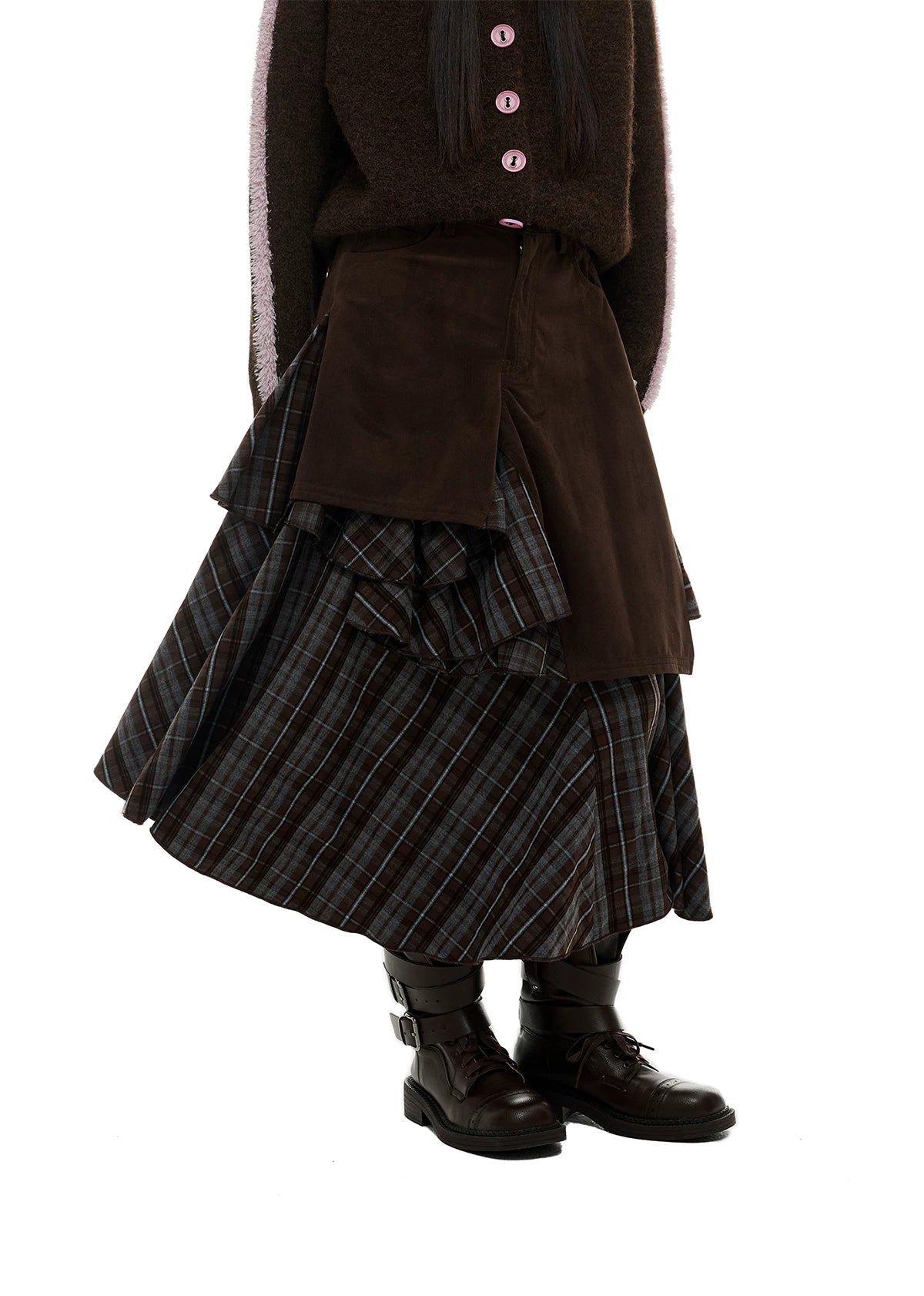 JIKOO Asymmetrical Splicing Striped Skirt